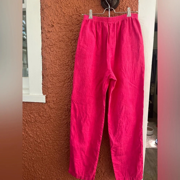 Women’s 100% Linen Pants Hot Pink Size Small - Picture 9 of 9